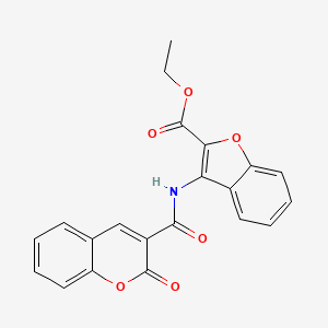 molecular formula C21H15NO6 B2820277 ethyl 3-(2-oxo-2H-chromene-3-carboxamido)benzofuran-2-carboxylate CAS No. 477500-84-8