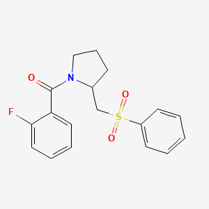 molecular formula C18H18FNO3S B2820283 (2-氟苯基)(2-((苯基磺酰基)甲基)吡咯啉-1-基)甲酮 CAS No. 1448030-52-1