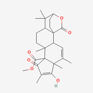 NCGC00347680-02_C26H34O6_Androsta-11,15-diene-14-carboxylic acid, 3,19-epoxy-15-hydroxy-4,4,8,12,16-pentamethyl-17,19-dioxo-, methyl ester