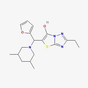 molecular formula C18H24N4O2S B2820298 5-((3,5-Dimethylpiperidin-1-yl)(furan-2-yl)methyl)-2-ethylthiazolo[3,2-b][1,2,4]triazol-6-ol CAS No. 1009680-25-4