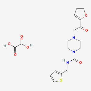 molecular formula C18H21N3O7S B2820311 4-(2-(furan-2-yl)-2-oxoethyl)-N-(thiophen-2-ylmethyl)piperazine-1-carboxamide oxalate CAS No. 1351661-14-7
