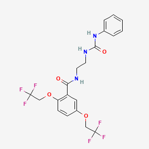 molecular formula C20H19F6N3O4 B2820313 N-{2-[(anilinocarbonyl)amino]ethyl}-2,5-bis(2,2,2-trifluoroethoxy)benzenecarboxamide CAS No. 338404-65-2