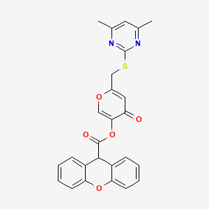 6-(((4,6-dimethylpyrimidin-2-yl)thio)methyl)-4-oxo-4H-pyran-3-yl 9H-xanthene-9-carboxylate