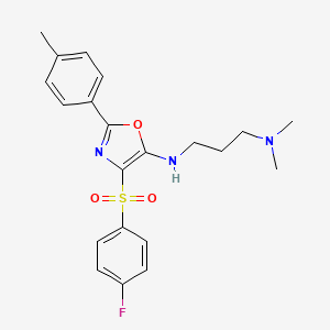 N1-(4-((4-fluorophenyl)sulfonyl)-2-(p-tolyl)oxazol-5-yl)-N3,N3-dimethylpropane-1,3-diamine