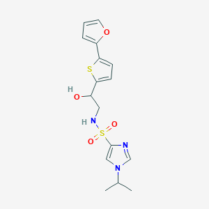 molecular formula C16H19N3O4S2 B2820334 N-[2-[5-(Furan-2-yl)thiophen-2-yl]-2-hydroxyethyl]-1-propan-2-ylimidazole-4-sulfonamide CAS No. 2309749-09-3