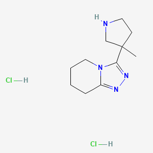 molecular formula C11H20Cl2N4 B2820336 3-(3-Methylpyrrolidin-3-yl)-5,6,7,8-tetrahydro-[1,2,4]triazolo[4,3-a]pyridine;dihydrochloride CAS No. 2445791-50-2