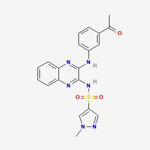 molecular formula C20H18N6O3S B2820342 N-(3-((3-acetylphenyl)amino)quinoxalin-2-yl)-1-methyl-1H-pyrazole-4-sulfonamide CAS No. 1795478-77-1