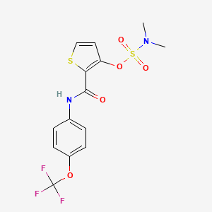 molecular formula C14H13F3N2O5S2 B2820346 [2-[[4-(trifluoromethoxy)phenyl]carbamoyl]thiophen-3-yl] N,N-dimethylsulfamate CAS No. 338794-49-3