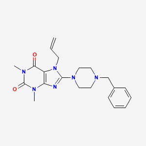 molecular formula C21H26N6O2 B2820347 7-allyl-8-(4-benzylpiperazin-1-yl)-1,3-dimethyl-1H-purine-2,6(3H,7H)-dione CAS No. 378211-90-6