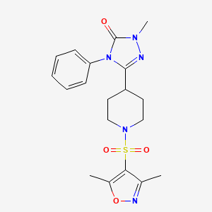 molecular formula C19H23N5O4S B2820351 3-(1-((3,5-dimethylisoxazol-4-yl)sulfonyl)piperidin-4-yl)-1-methyl-4-phenyl-1H-1,2,4-triazol-5(4H)-one CAS No. 1421452-44-9