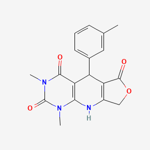 molecular formula C18H17N3O4 B2820353 1,3-dimethyl-5-(3-methylphenyl)-5,9-dihydrofuro[3',4':5,6]pyrido[2,3-d]pyrimidine-2,4,6(1H,3H,8H)-trione CAS No. 877649-02-0