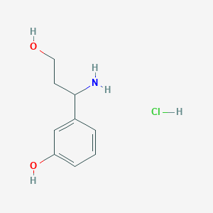 molecular formula C9H14ClNO2 B2820360 3-(3-Hydroxyphenyl)-DL-beta-alaninol HCl CAS No. 1159826-49-9; 683220-64-6