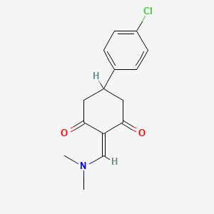molecular formula C15H16ClNO2 B2820370 5-(4-Chlorophenyl)-2-[(dimethylamino)methylene]-1,3-cyclohexanedione CAS No. 338399-40-9