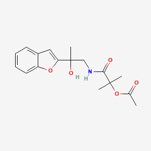 molecular formula C17H21NO5 B2820376 1-((2-(Benzofuran-2-yl)-2-hydroxypropyl)amino)-2-methyl-1-oxopropan-2-yl acetate CAS No. 2034600-60-5