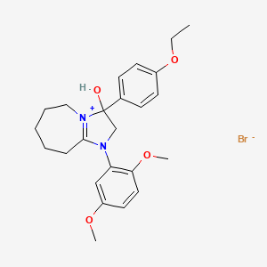 molecular formula C24H31BrN2O4 B2820381 1-(2,5-dimethoxyphenyl)-3-(4-ethoxyphenyl)-3-hydroxy-3,5,6,7,8,9-hexahydro-2H-imidazo[1,2-a]azepin-1-ium bromide CAS No. 1101743-87-6