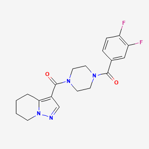 molecular formula C19H20F2N4O2 B2820384 (4-(3,4-二氟苯甲酰)哌嗪-1-基)(4,5,6,7-四氢吡唑[1,5-a]吡啶-3-基)甲酮 CAS No. 2034593-33-2