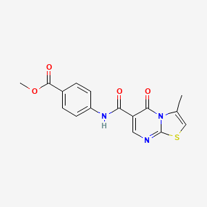 molecular formula C16H13N3O4S B2820388 methyl 4-(3-methyl-5-oxo-5H-thiazolo[3,2-a]pyrimidine-6-carboxamido)benzoate CAS No. 851945-34-1