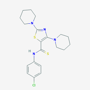 molecular formula C20H25ClN4S2 B282039 N-(4-chlorophenyl)-2,4-di(1-piperidinyl)-1,3-thiazole-5-carbothioamide 