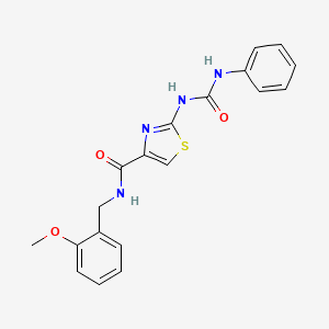 molecular formula C19H18N4O3S B2820394 N-(2-methoxybenzyl)-2-(3-phenylureido)thiazole-4-carboxamide CAS No. 955750-50-2