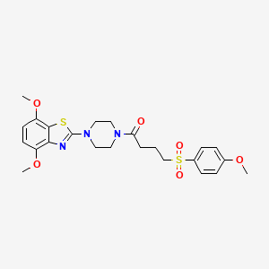 molecular formula C24H29N3O6S2 B2820398 1-(4-(4,7-Dimethoxybenzo[d]thiazol-2-yl)piperazin-1-yl)-4-((4-methoxyphenyl)sulfonyl)butan-1-one CAS No. 922963-57-3
