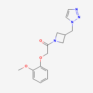 molecular formula C15H18N4O3 B2820400 2-(2-Methoxyphenoxy)-1-[3-(triazol-1-ylmethyl)azetidin-1-yl]ethanone CAS No. 2309732-60-1