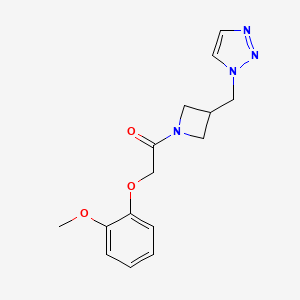 molecular formula C15H18N4O3 B2820400 2-(2-methoxyphenoxy)-1-{3-[(1H-1,2,3-triazol-1-yl)methyl]azetidin-1-yl}ethan-1-one CAS No. 2309732-60-1