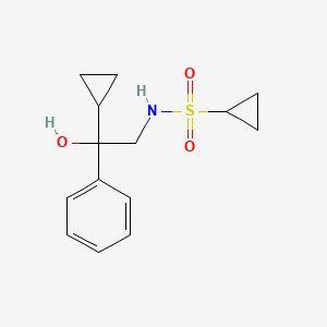 molecular formula C14H19NO3S B2820411 N-(2-环丙基-2-羟基-2-苯基乙基)环丙烷磺酰胺 CAS No. 1421485-51-9