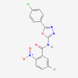 molecular formula C15H8Cl2N4O4 B2820426 5-chloro-N-[5-(4-chlorophenyl)-1,3,4-oxadiazol-2-yl]-2-nitrobenzamide CAS No. 865287-17-8
