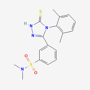 molecular formula C18H20N4O2S2 B2820434 3-[4-(2,6-dimethylphenyl)-5-sulfanyl-4H-1,2,4-triazol-3-yl]-N,N-dimethylbenzene-1-sulfonamide CAS No. 380436-89-5