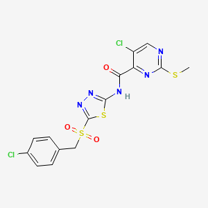 5-chloro-N-{5-[(4-chlorobenzyl)sulfonyl]-1,3,4-thiadiazol-2-yl}-2-(methylsulfanyl)pyrimidine-4-carboxamide