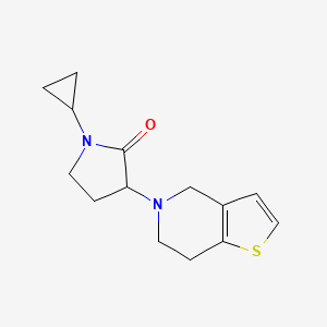 molecular formula C14H18N2OS B2820442 1-cyclopropyl-3-{4H,5H,6H,7H-thieno[3,2-c]pyridin-5-yl}pyrrolidin-2-one CAS No. 2097863-45-9