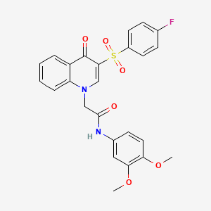 N-(3,4-dimethoxyphenyl)-2-[3-(4-fluorophenyl)sulfonyl-4-oxoquinolin-1-yl]acetamide
