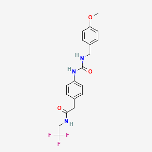 molecular formula C19H20F3N3O3 B2820446 2-(4-(3-(4-methoxybenzyl)ureido)phenyl)-N-(2,2,2-trifluoroethyl)acetamide CAS No. 1235066-69-9