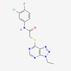 molecular formula C14H12ClFN6OS B2820464 N-(3-chloro-4-fluorophenyl)-2-((3-ethyl-3H-[1,2,3]triazolo[4,5-d]pyrimidin-7-yl)thio)acetamide CAS No. 1058232-06-6