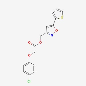 molecular formula C16H12ClNO4S B2820468 (5-(噻吩-2-基)异噁唑-3-基)甲基-2-(4-氯苯氧基)乙酸酯 CAS No. 946342-94-5
