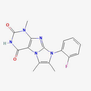 molecular formula C16H14FN5O2 B2820478 8-(2-fluorophenyl)-1,6,7-trimethyl-1H-imidazo[2,1-f]purine-2,4(3H,8H)-dione CAS No. 878733-64-3