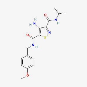 molecular formula C16H20N4O3S B2820500 4-amino-N~3~-isopropyl-N~5~-(4-methoxybenzyl)isothiazole-3,5-dicarboxamide CAS No. 1286702-17-7