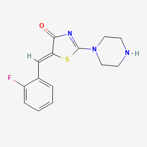 molecular formula C14H14FN3OS B2820532 (Z)-5-(2-fluorobenzylidene)-2-(piperazin-1-yl)thiazol-4(5H)-one CAS No. 941943-69-7