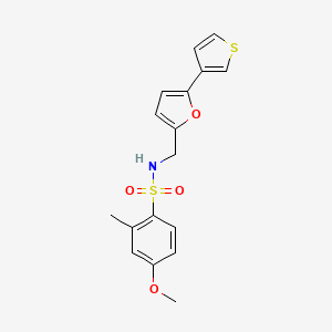 molecular formula C17H17NO4S2 B2820536 4-methoxy-2-methyl-N-((5-(thiophen-3-yl)furan-2-yl)methyl)benzenesulfonamide CAS No. 2034340-78-6