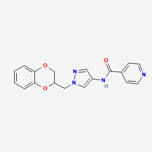 N-(1-((2,3-dihydrobenzo[b][1,4]dioxin-2-yl)methyl)-1H-pyrazol-4-yl)isonicotinamide