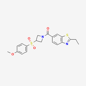 molecular formula C20H20N2O4S2 B2820544 (2-Ethylbenzo[d]thiazol-6-yl)(3-((4-methoxyphenyl)sulfonyl)azetidin-1-yl)methanone CAS No. 1797085-97-2