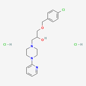 molecular formula C19H26Cl3N3O2 B2820545 1-((4-氯苯甲基)氧基)-3-(4-(吡啶-2-基)哌嗪-1-基)丙醇二盐酸盐 CAS No. 473267-02-6