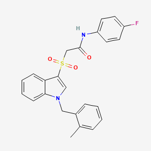 molecular formula C24H21FN2O3S B2820562 N-(4-fluorophenyl)-2-((1-(2-methylbenzyl)-1H-indol-3-yl)sulfonyl)acetamide CAS No. 850932-81-9