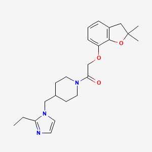 molecular formula C23H31N3O3 B2820565 2-((2,2-dimethyl-2,3-dihydrobenzofuran-7-yl)oxy)-1-(4-((2-ethyl-1H-imidazol-1-yl)methyl)piperidin-1-yl)ethanone CAS No. 1334369-49-1