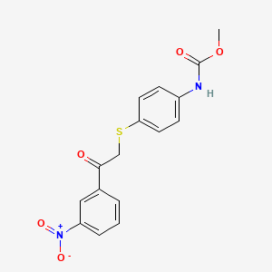 molecular formula C16H14N2O5S B2820570 Methyl (4-((2-(3-nitrophenyl)-2-oxoethyl)thio)phenyl)carbamate CAS No. 307325-59-3