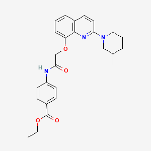 molecular formula C26H29N3O4 B2820573 Ethyl 4-(2-((2-(3-methylpiperidin-1-yl)quinolin-8-yl)oxy)acetamido)benzoate CAS No. 921854-78-6