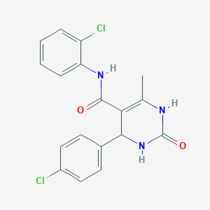 molecular formula C18H15Cl2N3O2 B2820581 N-(2-chlorophenyl)-4-(4-chlorophenyl)-6-methyl-2-oxo-1,2,3,4-tetrahydropyrimidine-5-carboxamide CAS No. 421576-05-8