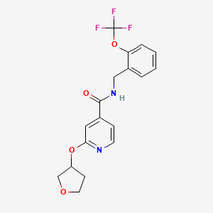 molecular formula C18H17F3N2O4 B2820582 2-((tetrahydrofuran-3-yl)oxy)-N-(2-(trifluoromethoxy)benzyl)isonicotinamide CAS No. 1904218-73-0
