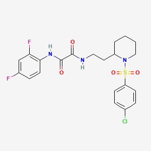 molecular formula C21H22ClF2N3O4S B2820599 N1-(2-(1-((4-chlorophenyl)sulfonyl)piperidin-2-yl)ethyl)-N2-(2,4-difluorophenyl)oxalamide CAS No. 898426-04-5