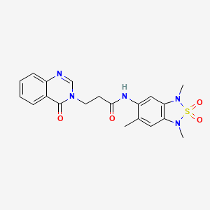 molecular formula C20H21N5O4S B2820606 3-(4-oxoquinazolin-3(4H)-yl)-N-(1,3,6-trimethyl-2,2-dioxido-1,3-dihydrobenzo[c][1,2,5]thiadiazol-5-yl)propanamide CAS No. 2034404-76-5